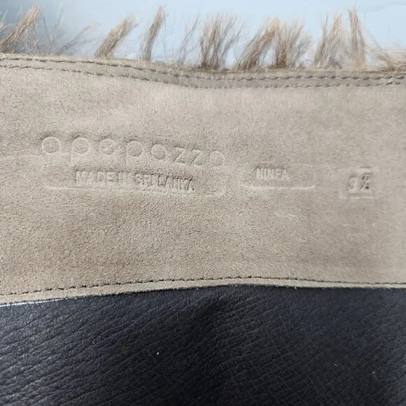 Apepazza Ninfa Boots Womens 9.5 Tan Suede Leather Wedge Boho Tribal Patchwork - Picture 14 of 14